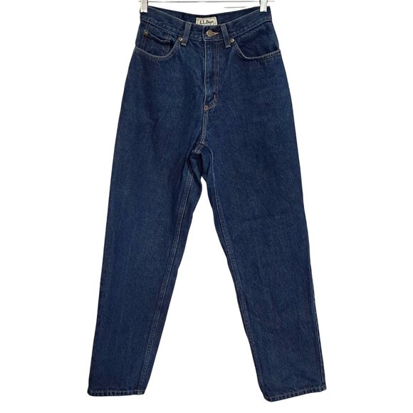 Vintage 80s L.L. Bean HIgh Waisted Womens Natural Fit Jeans 6 Regular Dark Blue - Picture 4 of 6